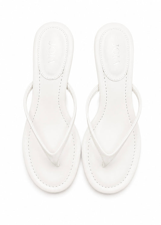 Aimée White Mid Heels