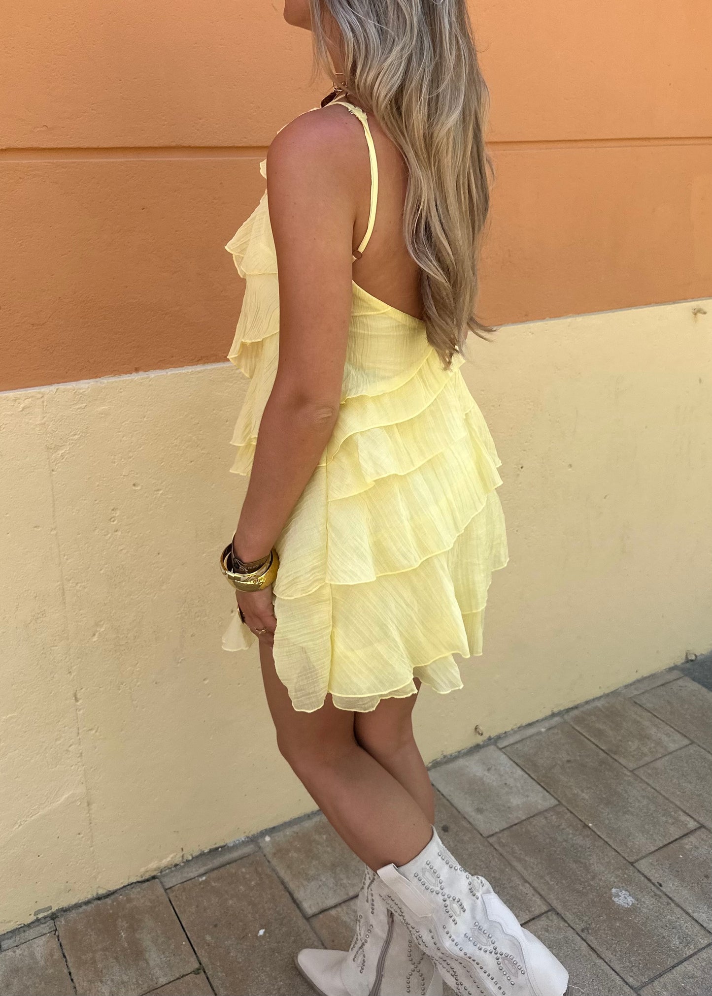 Zuma Ruffle Dress Yellow