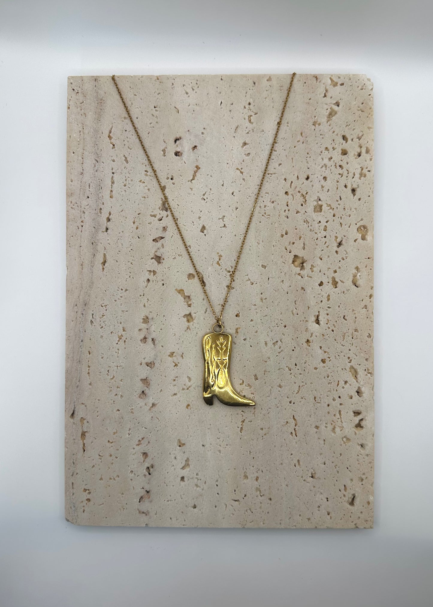 Noelle Cowboy Boot Necklace Gold