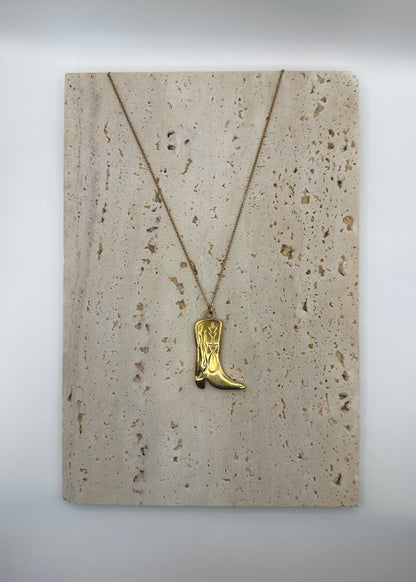 Noelle Cowboy Boot Necklace Gold