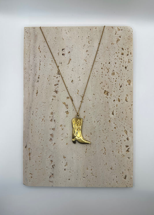 Noelle Cowboy Boot Necklace Gold