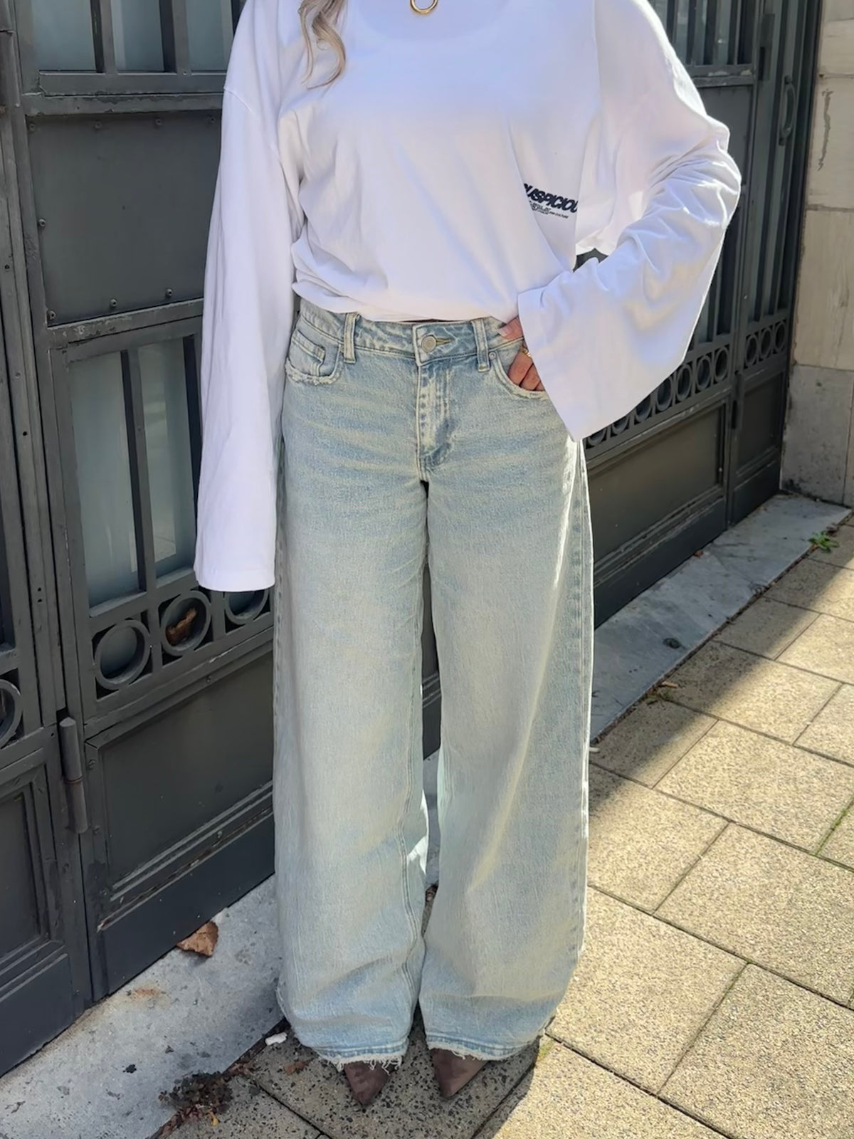 Emily Extra Wide Jeans Washed Denim