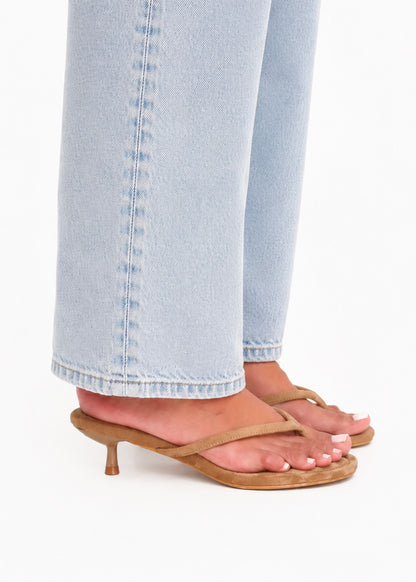 Aimée Taupe Suede Mid Heels
