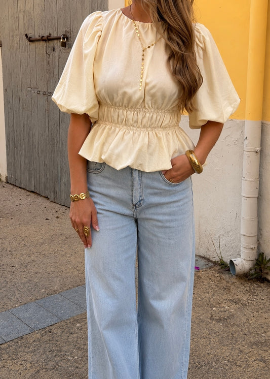 Estelle Peplum Top Yellow