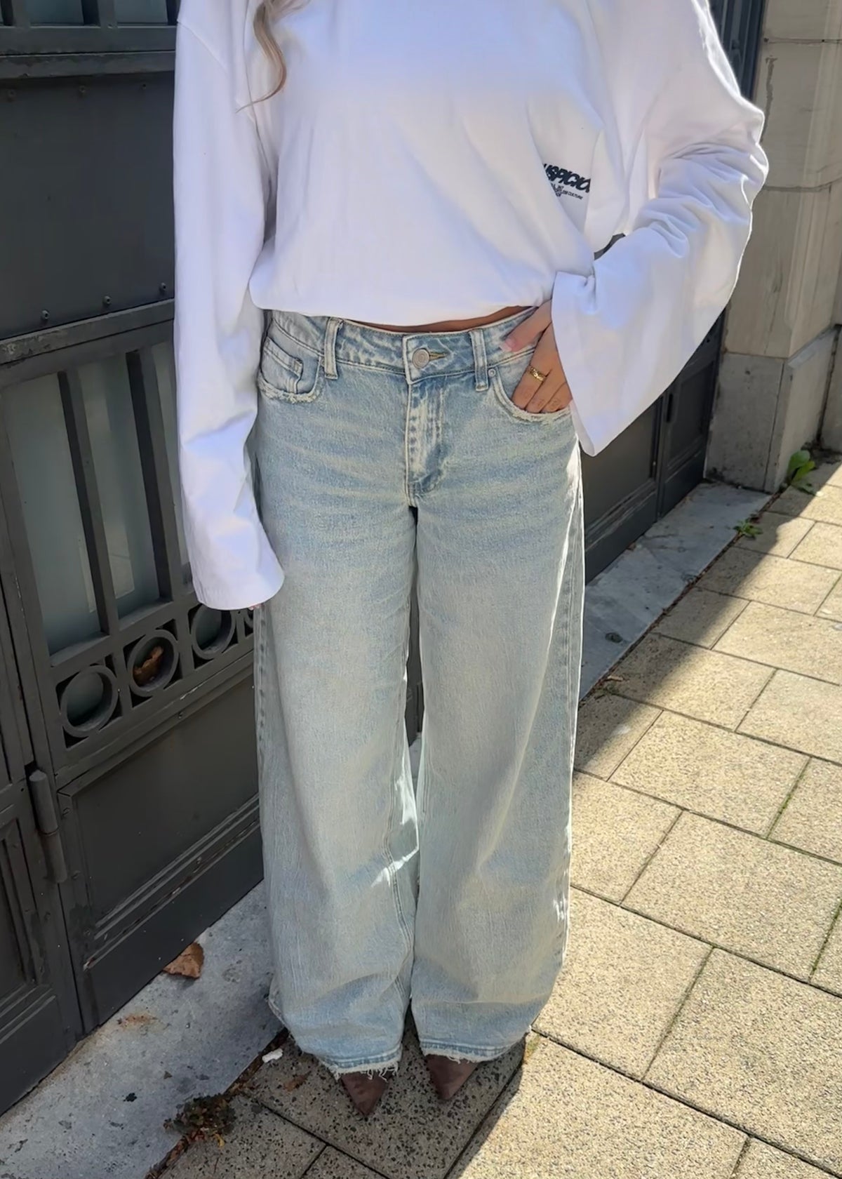 Emily Extra Wide Jeans Washed Denim