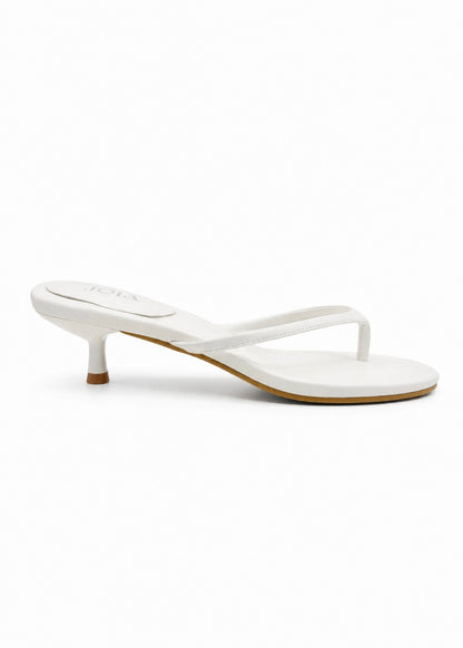 Aimée White Mid Heels