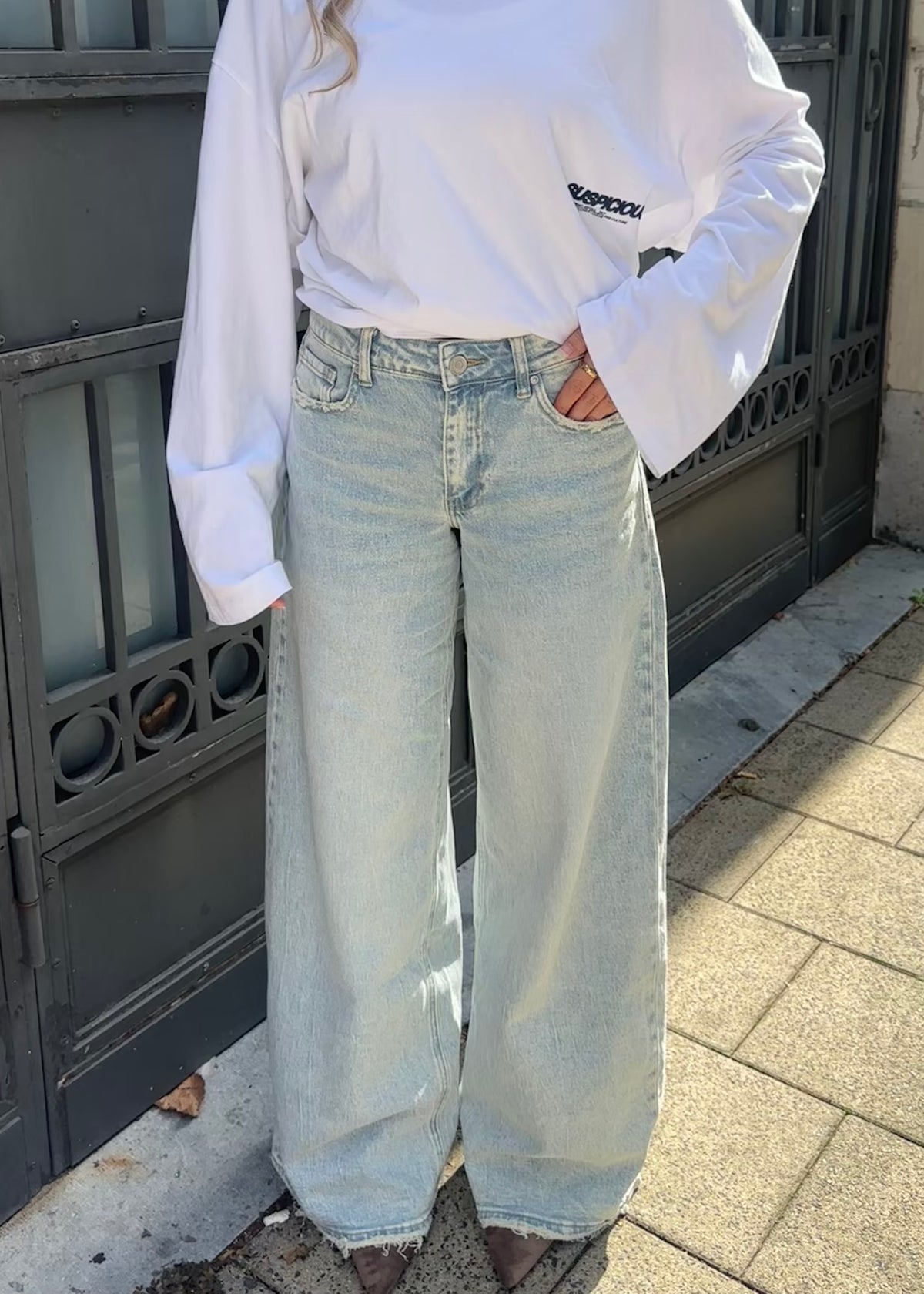 Emily Extra Wide Jeans Washed Denim