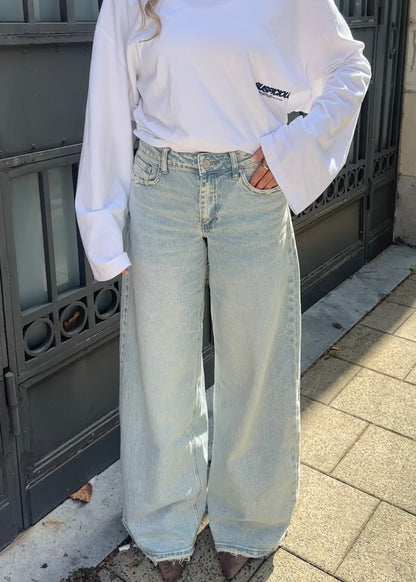 Emily Extra Wide Jeans Washed Denim