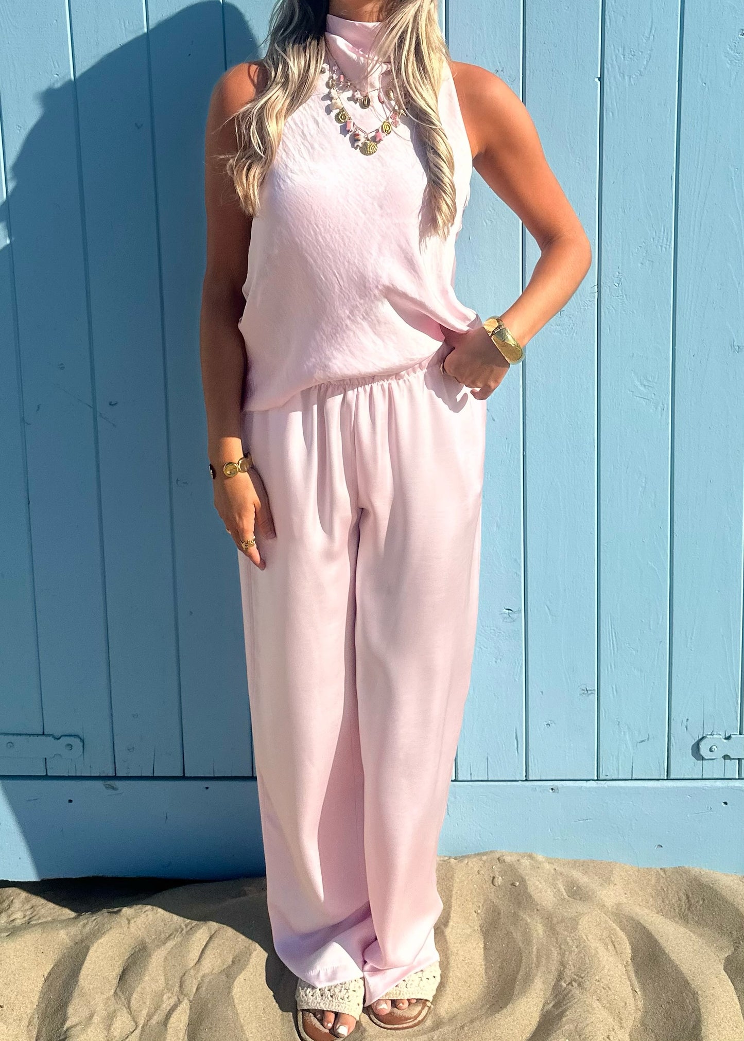 Pearl Satin Set Pink