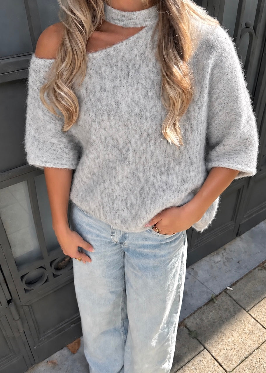 Alix One Shoulder Knit Grey