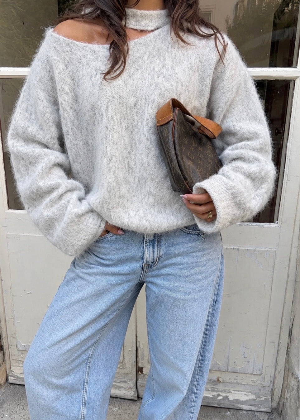 Juline One Shoulder Knit Grey