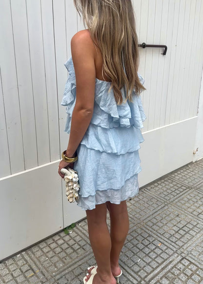 Mira Ruffle Dress Blue