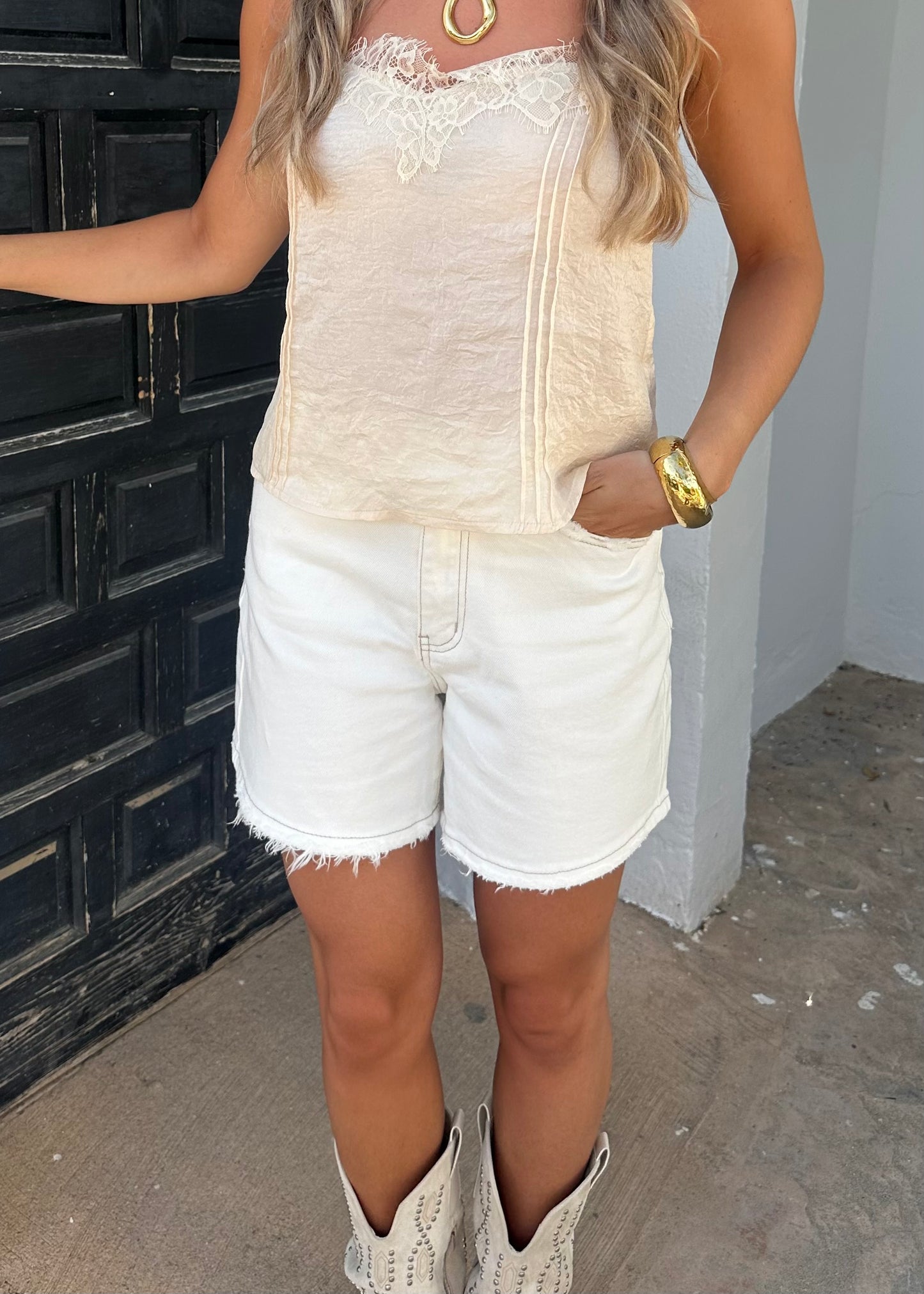 Cova Denim Bermuda White