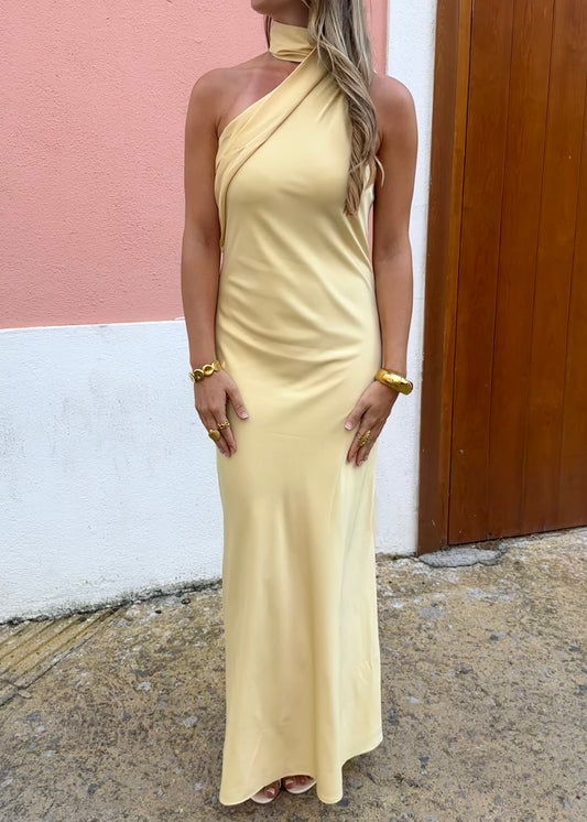 Molly Satin Dress Yellow