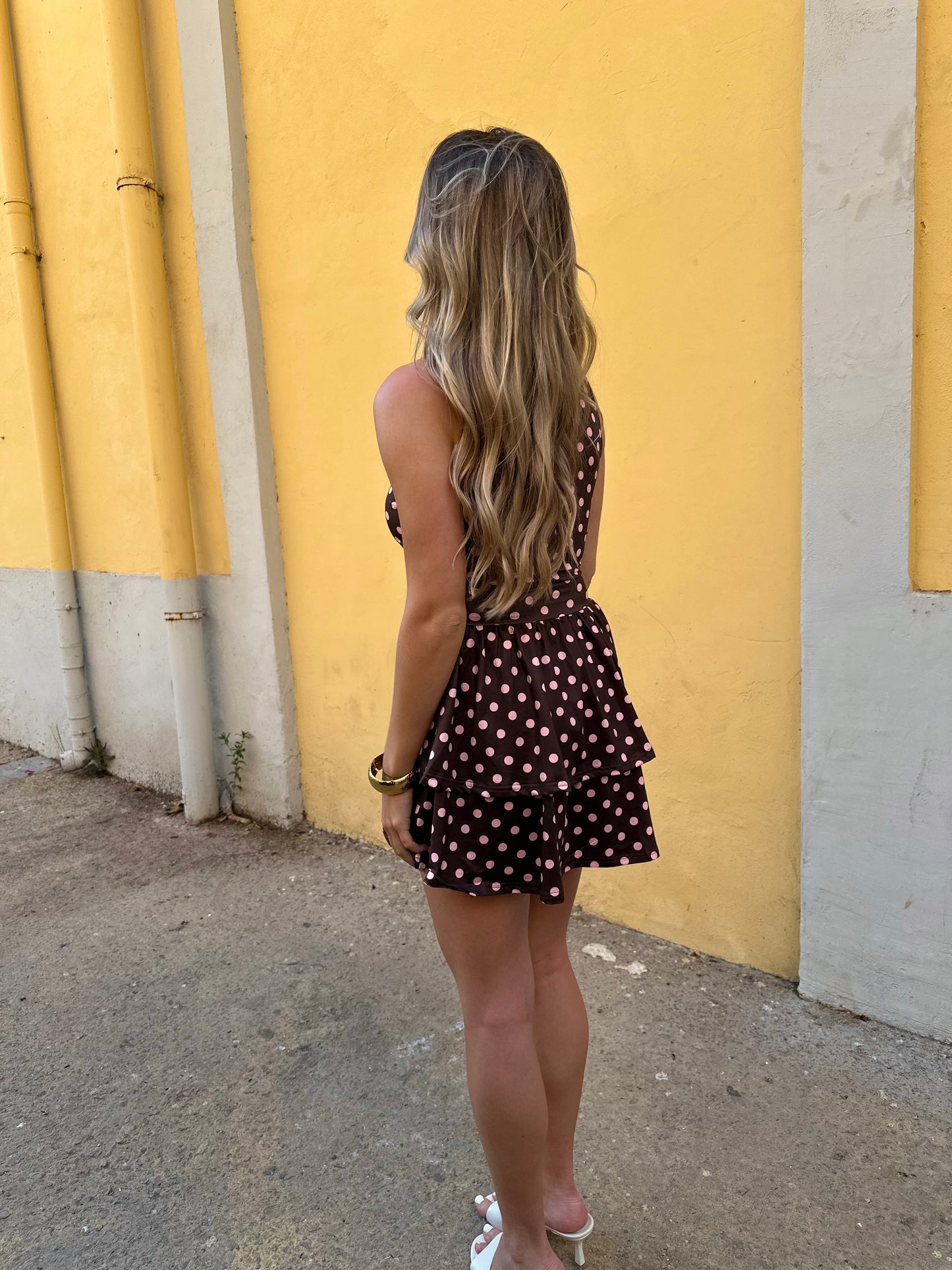 Lulu Dot Dress Brown/Pink