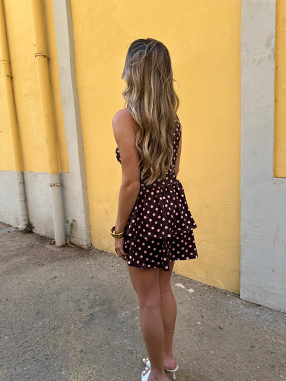 Lulu Dot Dress Brown/Pink