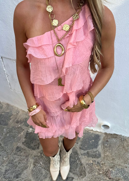 Zuma Ruffle Dress Pink